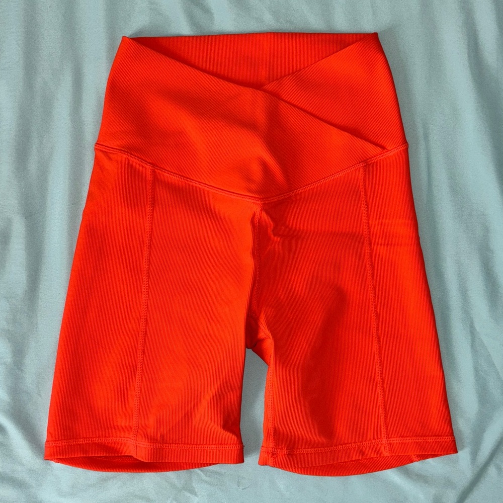 Women's Orange High-Waisted Shorts